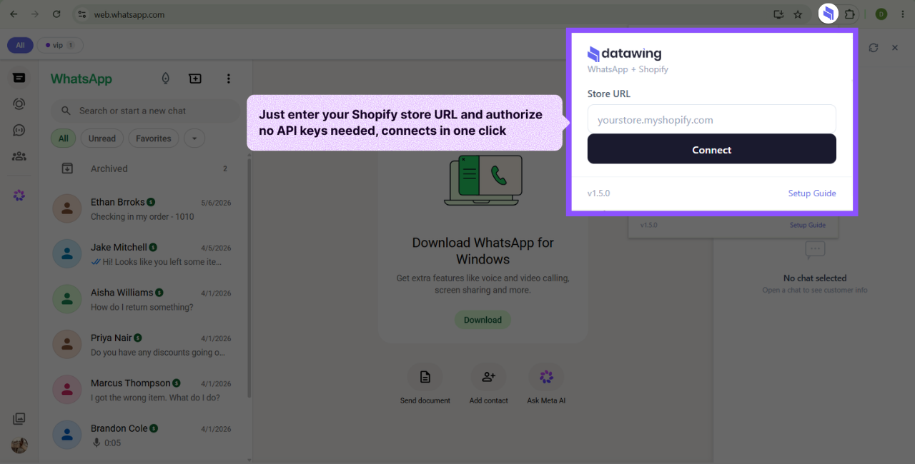 Enter your Shopify store URL